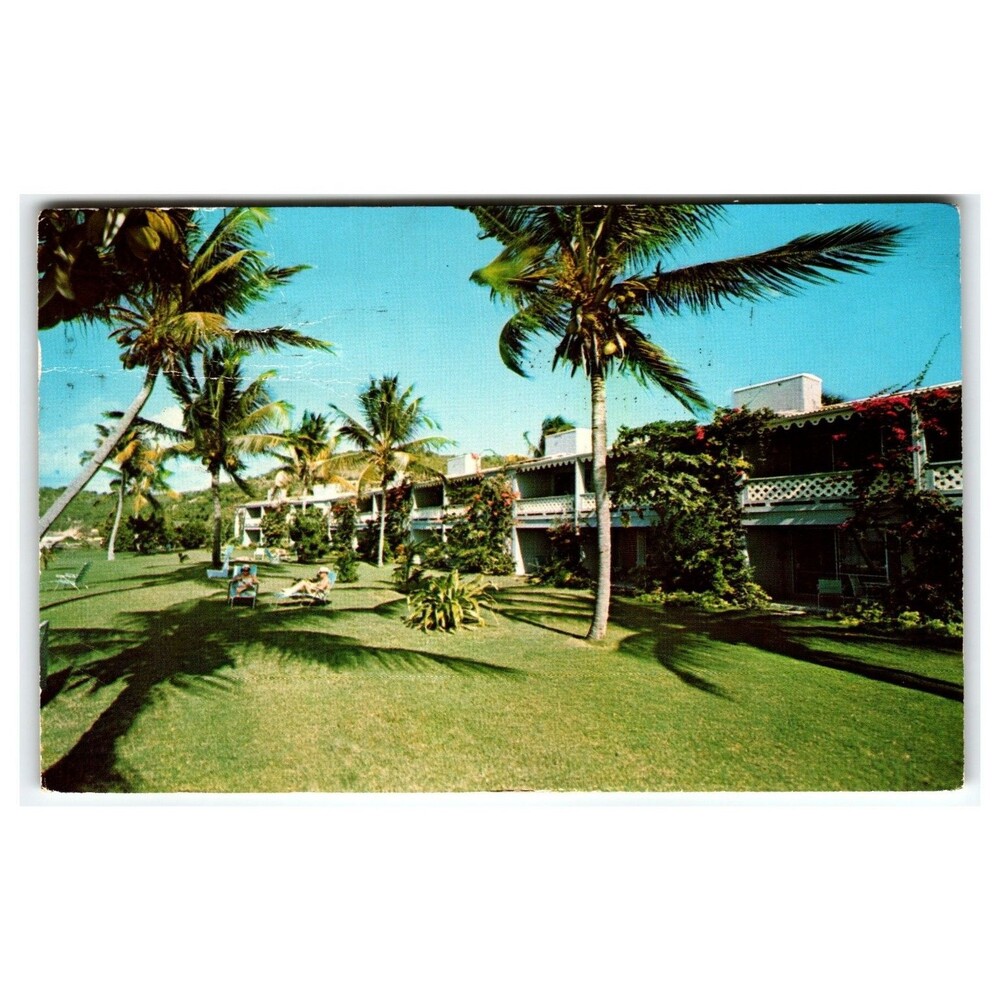 Anchorage Hotel Antigua West Indies Beach View Palm Trees Resort Postcard